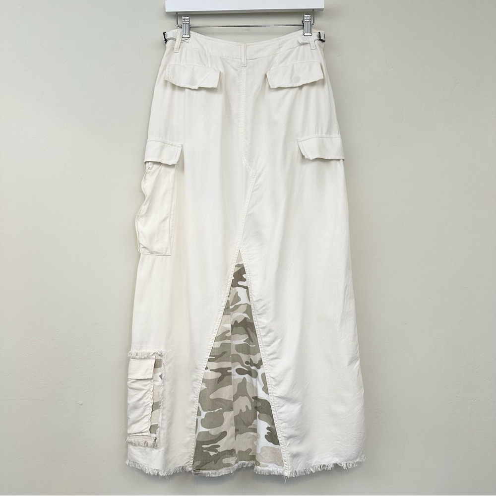 Da-Nang Off White Camo Long Maxi Skirt Cargo Silk - Picture 9 of 15